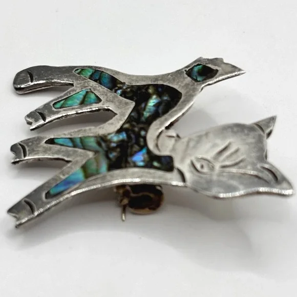 Vintage Mexico Taxco Sterling Silver Bambi Deer Pin Brooch Abalone - Picture 2 of 4